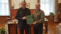 Posjet Josipa Horvata Majzeka autora knjige „Međimursko je"  biskupu Mrzljaku