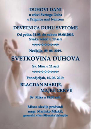 Devetnica Duhu Svetome i proslava svetkovine Duhova i spomendana Majke Crkve u Prigorcu