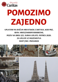Akcija Hrvatskog Caritasa za žrtve potresa u Zagrebu "Pomozimo zajedno"