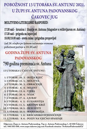 Pobožnost „13 utoraka u čast svetom Antunu“ u Čakovcu