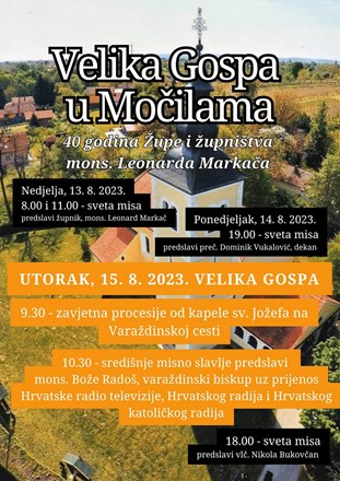 Proslava Velike Gospe i 40. obljetnice Župe u Močilama