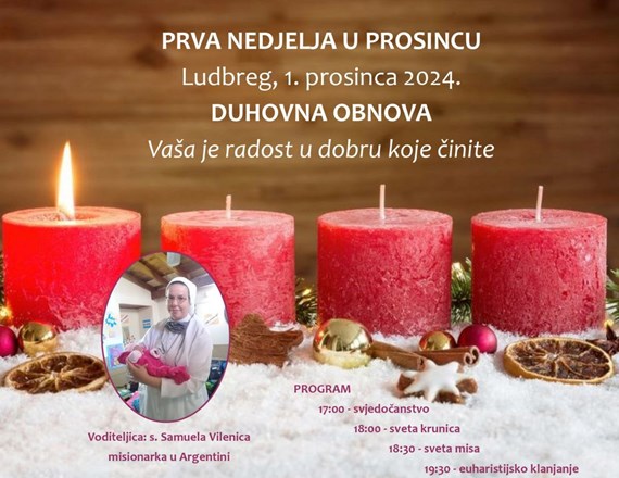 Duhovnu obnovu u prosincu u Ludbregu predvodi misionarka u Argentini s. Samuela Vilenica