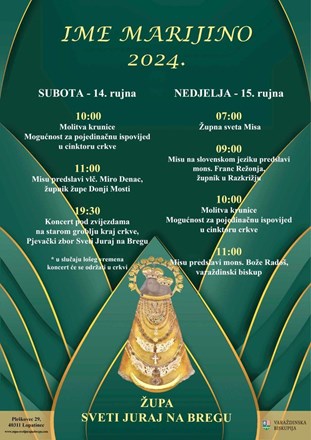 Svečana proslava blagdana Imena Marijina u Svetom Jurju na Bregu