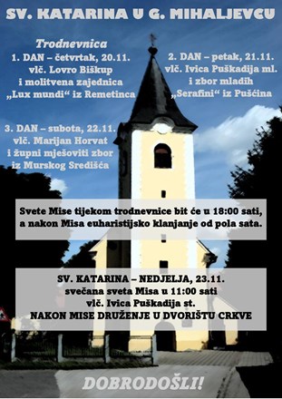 Trodnevna priprava i proslava sv. Katarine u Gornjem Mihaljevcu