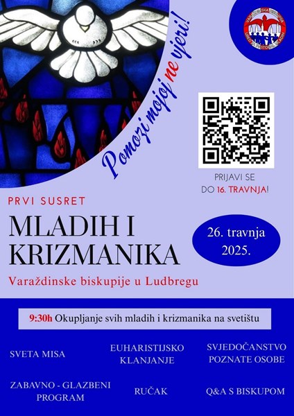 Plakat za prvi susret mladih i krizmanika Varaždinske biskupije