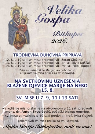 Župa Biškupec slavi svoju nebesku zaštitnicu - Veliku Gospu