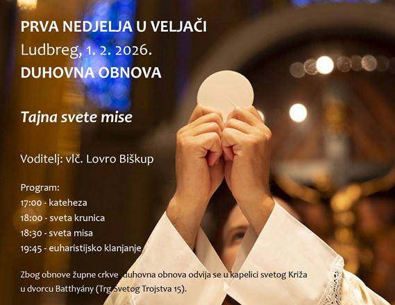 Duhovnu obnovu prve nedjelje u veljači u Ludbregu predvodi vlč. Lovro Biškup