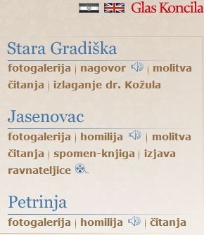 Web-stranica o Hodočašću svećenika u Staru Gradišku, Jasenovac i Petrinju